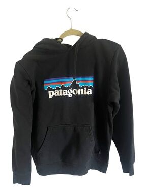 Patagonia Black Logo Hoodie, size Men’s Small